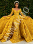 Shop 2026 ANNAKOO Yellow V Neck Trumpet Mermaid Detachable Train Rose Beading Prom Dress Under 498