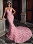 Shop 2026 ANNAKOO Pink Spaghetti Straps Flower Beading Sweep Train Trumpet Mermaid Prom Dress Under 398