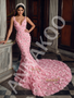 Shop 2026 ANNAKOO Pink Spaghetti Straps Flower Beading Sweep Train Trumpet Mermaid Prom Dress Under 398
