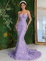Shop 2026 ANNAKOO Lavender Sweetheart Floral Rose Trumpet Mermaid Tulle Prom Dress under 298
