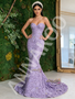 Shop 2026 ANNAKOO Lavender Sweetheart Floral Rose Trumpet Mermaid Tulle Prom Dress under 298