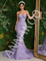 Shop 2026 ANNAKOO Lavender Sweetheart Floral Rose Trumpet Mermaid Tulle Prom Dress under 298