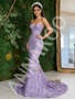 Shop 2026 ANNAKOO Lavender Sweetheart Floral Rose Trumpet Mermaid Tulle Prom Dress under 298