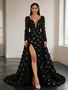 Shop 2026 ANNAKOO Long Sleeve Black Beading Flower A Line With Slit Under 339