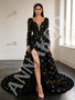 Shop 2026 ANNAKOO Long Sleeve Black Beading Flower A Line With Slit Under 339