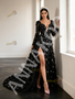 Shop 2026 ANNAKOO Long Sleeve Black Beading Flower A Line With Slit Under 339