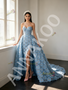 Shop 2026 ANNAKOO Sweetheart Sheath Column Flower Beading Blue Detachable Train Prom Dress Under 369