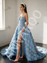 Shop 2026 ANNAKOO Sweetheart Sheath Column Flower Beading Blue Detachable Train Prom Dress Under 369