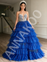 Shop 2026 ANNAKOO Blue Spaghetti Straps Beading Layers Sequin Ball Gown Prom Dress Under 339