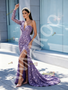 Shop 2026 ANNAKOO Long Sleeve Lavender Sequin Beading Trumpet Mermaid Prom Dress With Slit Under 339