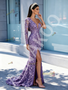 Shop 2026 ANNAKOO Long Sleeve Lavender Sequin Beading Trumpet Mermaid Prom Dress With Slit Under 339
