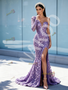 Shop 2026 ANNAKOO Long Sleeve Lavender Sequin Beading Trumpet Mermaid Prom Dress With Slit Under 339
