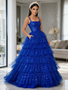 Shop 2026 ANNAKOO Royal Blue Straps Ball Gown Layers Sequin Tulle Prom Dress Under 239