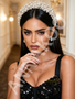 Black Sequin A Line Beading Prom Dress With Slit