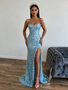 Shop 2026 ANNAKOO Blue Sequin Beading Sequin Sheath Column Prom Dress With Slit Under 298