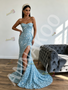 Shop 2026 ANNAKOO Blue Sequin Beading Sequin Sheath Column Prom Dress With Slit Under 298