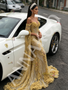 Shop 2026 ANNAKOO Gold Long Sleeve Cape Trumpet Mermaid Beading Flower Prom Dress Under 339