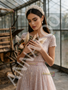 Shop 2026 ANNAKOO Pink Scoop Sequin Short Sleeves Tulle Feather A Line Prom Dress Under 298