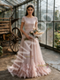 Shop 2026 ANNAKOO Pink Scoop Sequin Short Sleeves Tulle Feather A Line Prom Dress Under 298