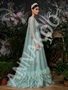 Formal Green Long Sleeve Scoop A Line Cape Prom Dress