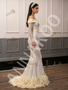 Off Shoulder Long Sleeve Trumpet Mermaid Belt Feather Prom Dress
