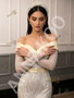 Off Shoulder Long Sleeve Trumpet Mermaid Belt Feather Prom Dress