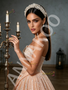 Pink Strapless A-Line Sequin Tulle Prom Dress With Slit Feathers
