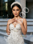Spaghetti Straps Beading White Sparkle Trumpet Mermaid Prom Dress