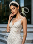 Spaghetti Straps Beading White Sparkle Trumpet Mermaid Prom Dress