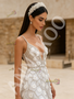 Shop 2026 ANNAKOO V Neck Tulle A Line Flower Beading Sequin White Prom Dress Under 298