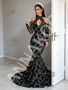 Shop 2026 ANNAKOO Halter Keyhole Long Sleeves Trumpet Mermaid Black Prom Dress Under 298