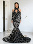 Shop 2026 ANNAKOO Halter Keyhole Long Sleeves Trumpet Mermaid Black Prom Dress Under 298