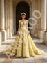 Shop 2026 ANNAKOO Long Sleeve V Neck Yellow A Line Beading Flower Prom Dress Under 298