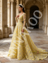 Shop 2026 ANNAKOO Long Sleeve V Neck Yellow A Line Beading Flower Prom Dress Under 298