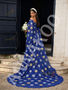 Shop 2026 ANNAKOO Blue Cape Sheath Column Lace Floral Round Prom Dress Under 298