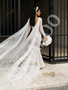 Shop 2026 ANNAKOO V Neck Trumpet Mermaid Pearls Cape Lace Long Sleeves Wedding Dress Under 328