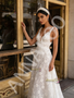 Shop 2026 ANNAKOO White V Neck Tulle Lace Daisy Flower Beading Wedding Dress Under 298