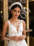 Shop 2026 ANNAKOO White V Neck Tulle Lace Daisy Flower Beading Wedding Dress Under 298