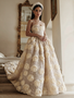 Champagne Rose Spaghetti Straps Ball Gown Sequin Prom Dress