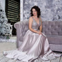 Beading Deep V-Neck Silver Floor-Length Prom Dress