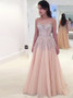 Beading Detachable Train A-Line Sweetheart Pearl Pink Tulle Prom Dress with 