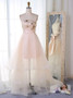 Sequins Sash A-Line Strapless Pearl Pink Tulle Prom Dress