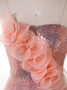 Mermaid  Flowers Spaghetti Straps Rose Gold Peach Sequin Prom Dress
