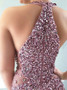 Beading Light Purple Tulle Mermaid V-Neck  Prom Dress