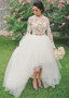Long Sleeve See-through Two-piece Hi-li Ball Gown Wedding Dress