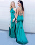 Trumpet Mermaid Jewel Long Turquoise Prom Dress With Split