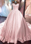 Royal Ball Gown Satin Sweetheart Wedding Dress With Beaded Lace Appliques