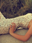 Beading Sequins Mermaid Spaghetti Straps Long Champagne Prom Dress