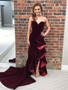 Burgundy Fleece Sweetheart Neckline Sheath Prom Dress