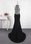  Lace & Tulle V-neck Beadings Floor-length Mermaid Evening Dress